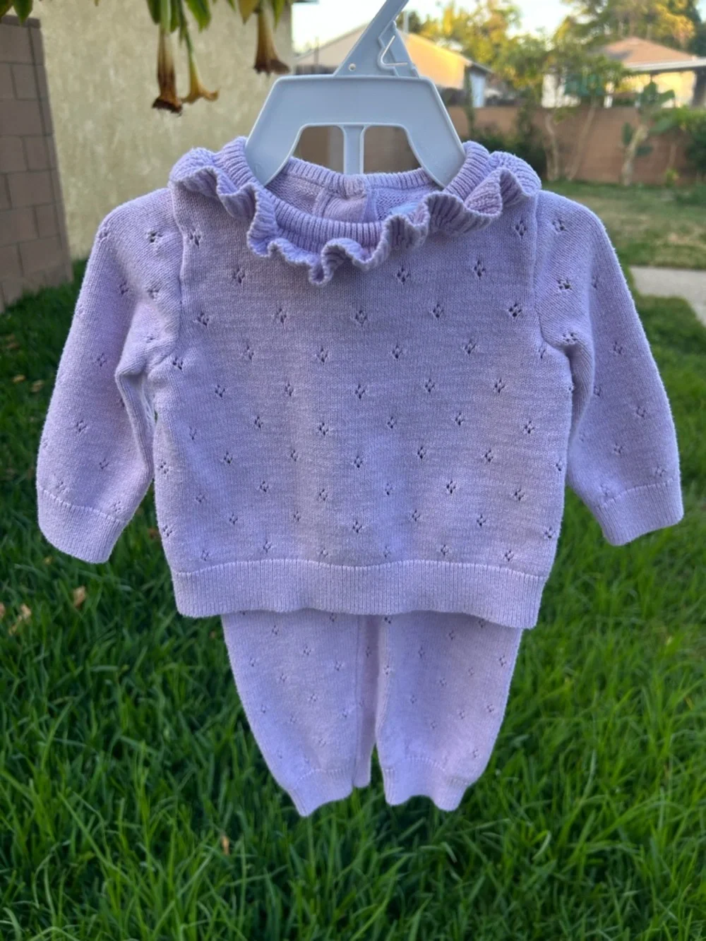 GAP Baby Lilac Ruffle Knit Sweater